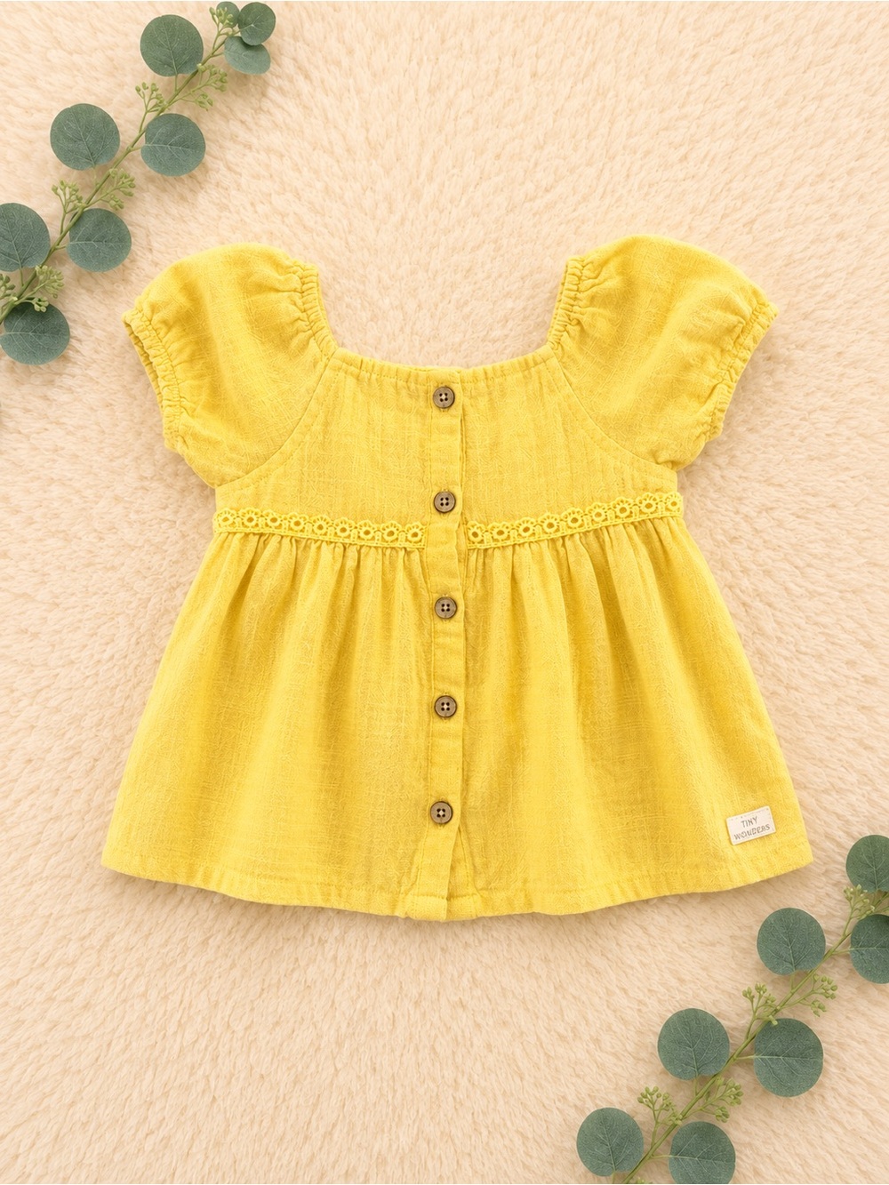 Koala Kids Yellow Button-Front Peasant Blouse